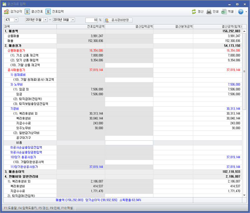 결산자료입력