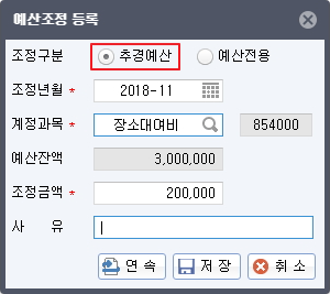 예산조정 등록